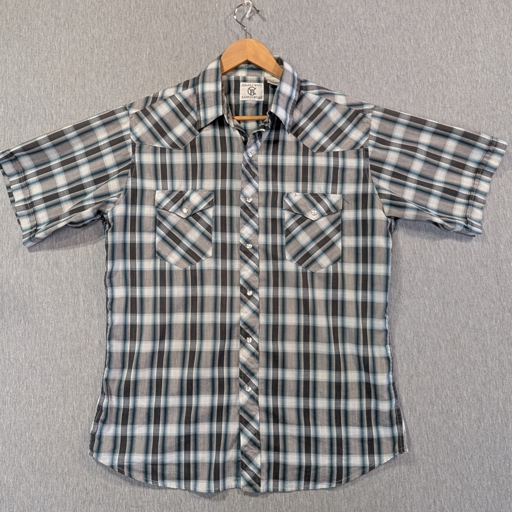Corral West Ranch Wear Western Plaid Shirt Men's Large Pearl Snap Vintage